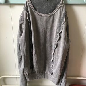 Erie and Ali gray scalloped sweater